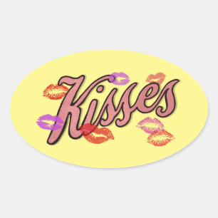 LIP KISSES  OVAL STICKER