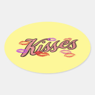 LIP KISSES  OVAL STICKER