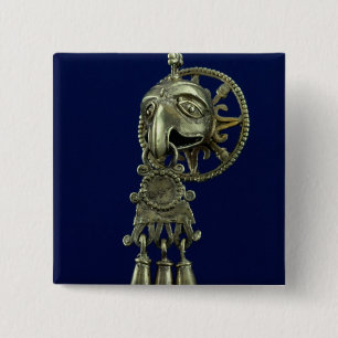 Lip plug of bird god 15 cm square badge