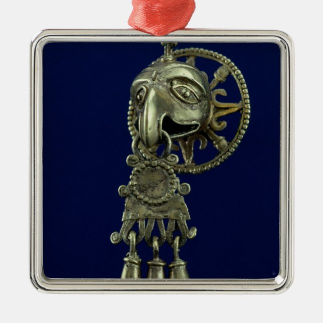 Lip plug of bird god metal tree decoration (Front)