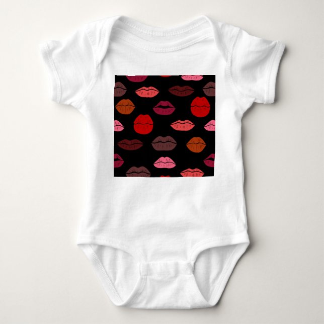 Lip print, red pink kisses. baby bodysuit (Front)