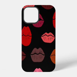 Lip print, red pink kisses. iPhone 12 case