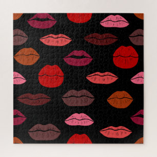 Lip print, red pink kisses. jigsaw puzzle