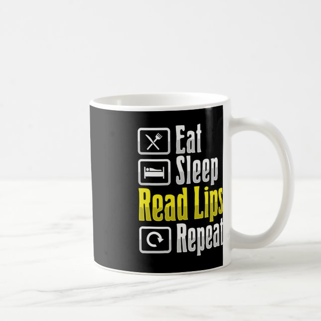 Lip Reading ASL Hand Gesture Deaf Hearing Loss Awa Coffee Mug (Right)