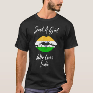 Lip Women's Girls Love Indian Flag India T-Shirt