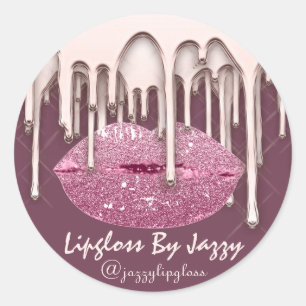 Lipgloss By IG Rose Pink Drip Product Cosmetics Classic Round Sticker