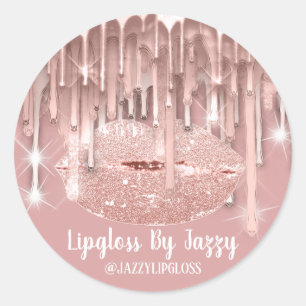 Lipgloss Makeup Artist Drips Powder Rose   Classic Round Sticker