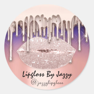 Lipgloss Makeup Drips Packaging Drips Navy Rose Classic Round Sticker