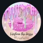 Lipgloss Makeup Drips Packaging Pink Drips  Classic Round Sticker<br><div class="desc">This is simply a modern tool that helps you to attract clients to your business and make your business grow
florenceKdesig@gmail.com Have a special day! 
FlorenceK design</div>