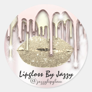 Lipgloss Makeup Golden Drips Packaging Rose Classic Round Sticker