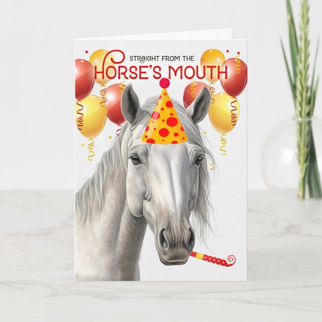 Lipizzaner White Horse Funny Birthday Card (Front)