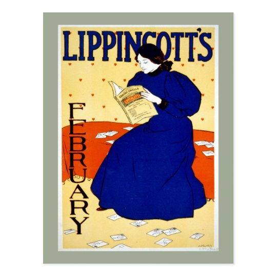 Lippincott's Vintage Magazine Cover February Postcard