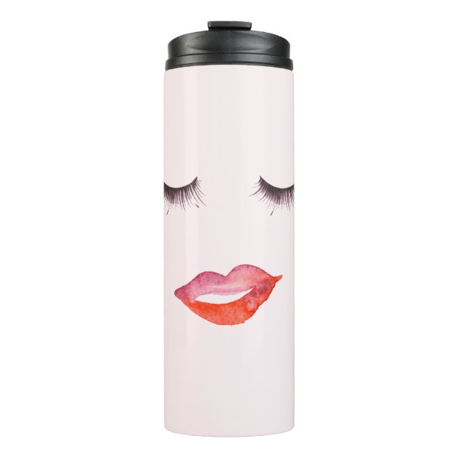 Lips and Eyelashes Thermal Tumbler (Front)