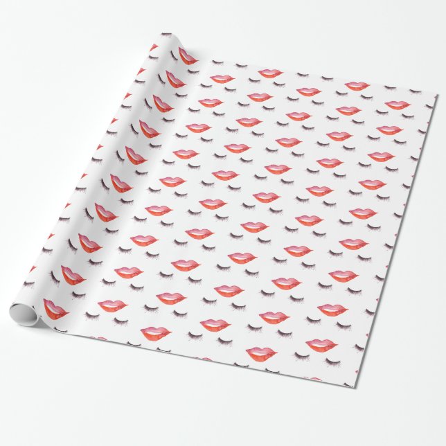 Lips and Eyelashes Wrapping Paper (Unrolled)