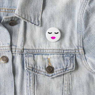 Lips and Lashes Pink 3 Cm Round Badge