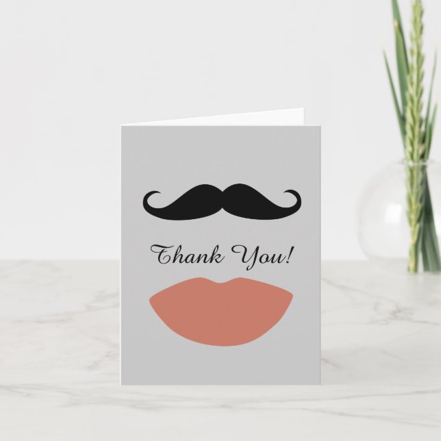 Lips and Moustache Thank You Card (Front)