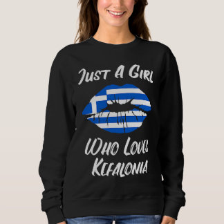 Lips and Mouth Love Greek Flag Kefalonia Sweatshirt