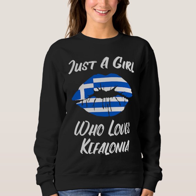 Lips and Mouth Love Greek Flag Kefalonia Sweatshirt (Front)