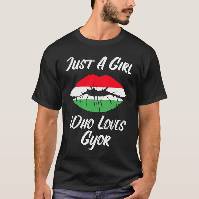 Lips and Mouth Love Hungarian Flag Gyor T-Shirt (Front)