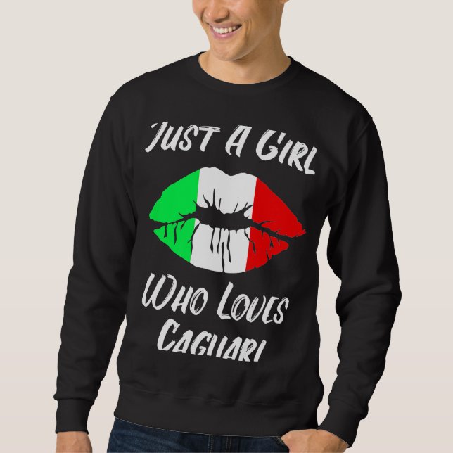 Lips and mouth love Italian flag Cagliari Sweatshirt (Front)