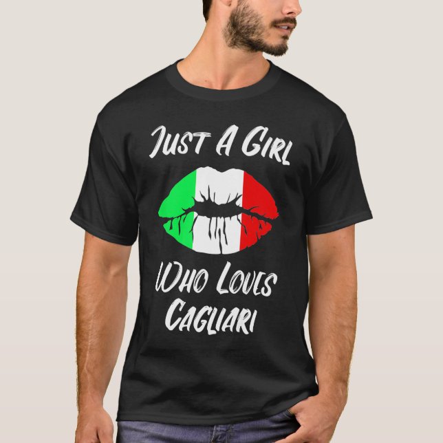 Lips and mouth love Italian flag Cagliari T-Shirt (Front)
