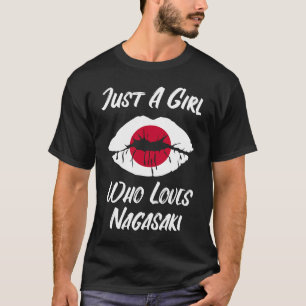 Lips and mouth love Japanese flag Nagasaki T-Shirt