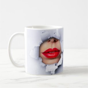 Lips and Nose Optical Illusion Coffee Mug