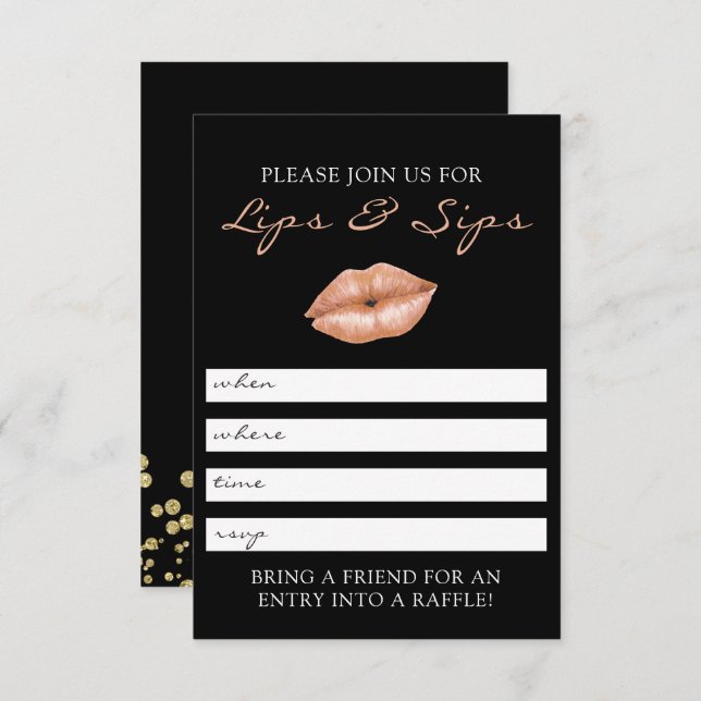 Lips and Sips Lipsense Party Invitation (Front/Back)