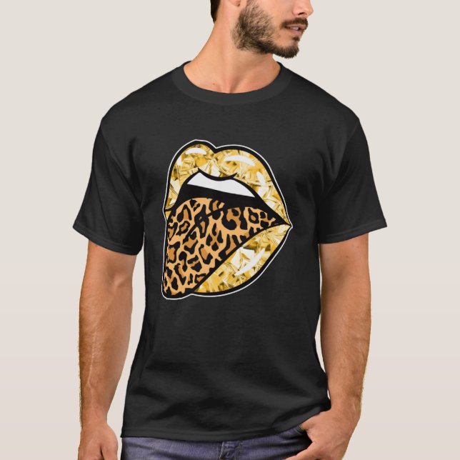 Lips and Tongue Leopard Animal Print Graphic Costu T-Shirt (Front)