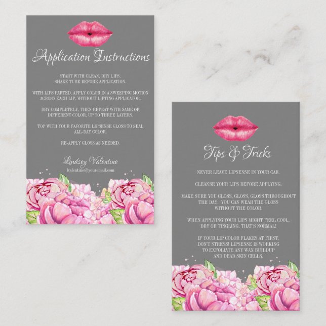 Lips Application Instructions and Tips and Tricks Business Card (Front/Back)