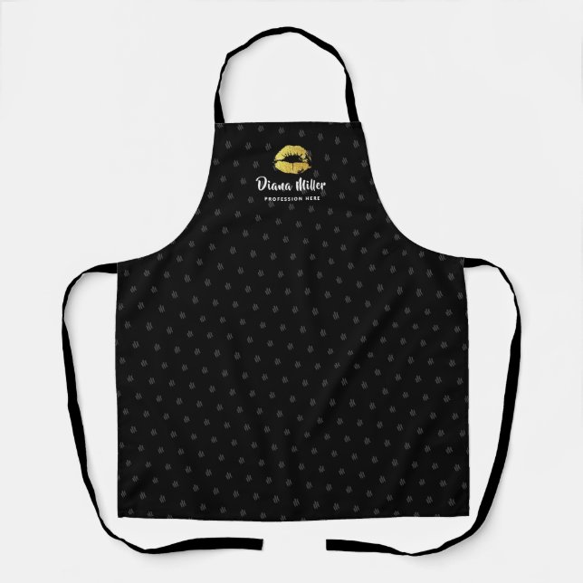 Lips Beauty professional black Apron (Front)