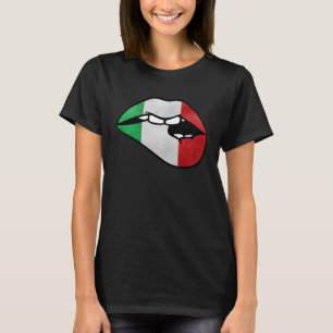 Lips Biting Mouth Italy Italian Flag Women Cute Gr T-Shirt