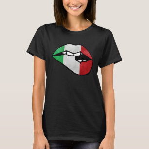 Lips Biting Mouth Italy Italian Flag Women Cute Gr T-Shirt