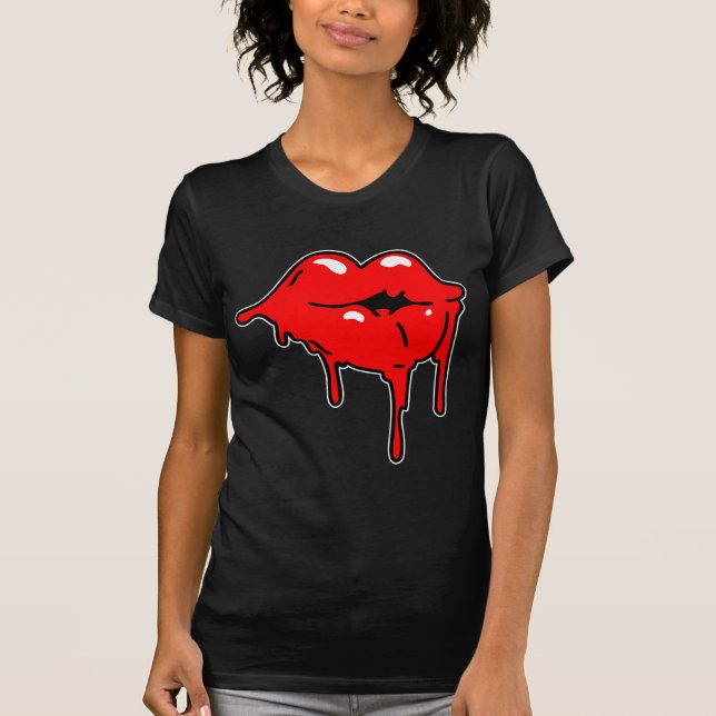 Lips Drip Ladies Twofer Sheer (Fitted) T-Shirt (Front)