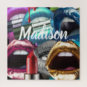 Lips Elegant Stylish Bad Girl Custom Personalised Jigsaw Puzzle