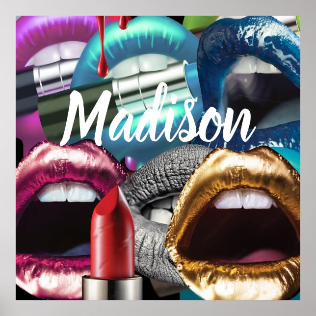 Lips Elegant Stylish Bad Girl Custom Personalised Poster (Front)