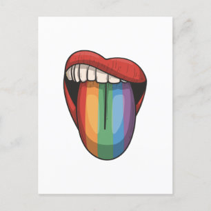 Lips gay pride lgbt rainbow colourful flag postcard