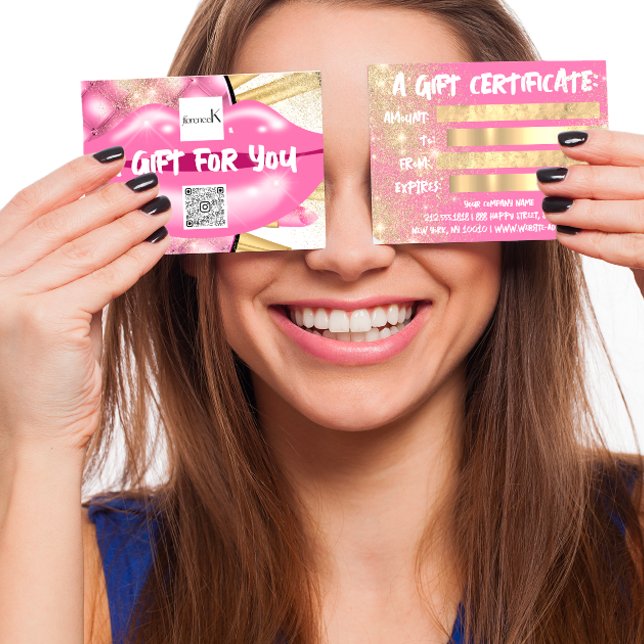 Lips Glam Makeup Artist Studio Logo QR 100 Pieces (Golden Innovations Await)