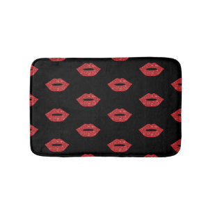 Lips Glitter Kisses Elegant Feminine Girly Makeup Bath Mat