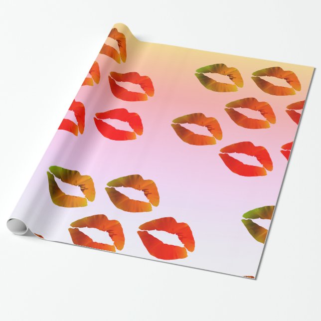 Lips Glossy Wrapping Paper, 30 in x 6 ft Paper (Unrolled)