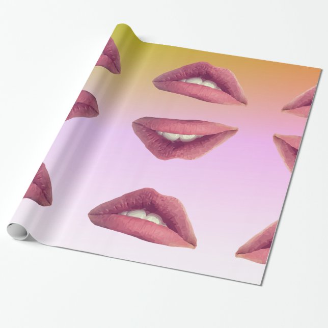 Lips Glossy Wrapping Paper, 30 in x 6 ft Wrapping Paper (Unrolled)