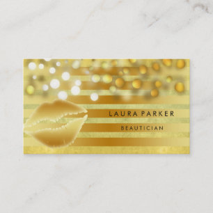 Lips Gold Golden Stripes Makeup Artist Beautician Business Card