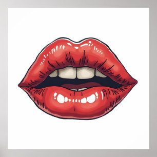 Lips hand drawn poster