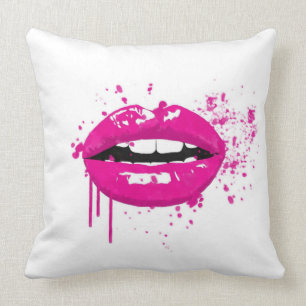 Lips kiss beauty glamour fashion girly pink cushion