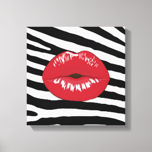 Lips kiss beauty glamour fashion trendy zebra canvas print