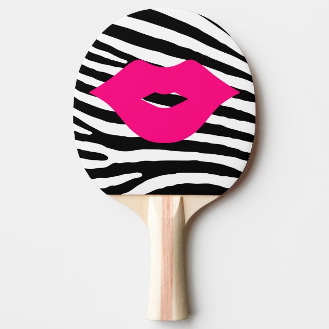 Lips kiss fashion beauty glamour girly zebra ping pong paddle (Front)