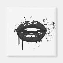 Lips kiss fashion glamour beauty black and white