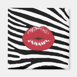 Lips kiss fashion glamour beauty makeup zebra magnet