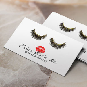 Lips & Lashes Makeup Artist Elegant Beauty Salon Business Card
