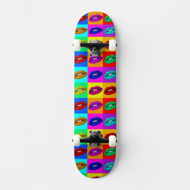 Lips, Lips, Lips Pop Art Skateboard (Front)
